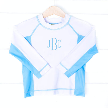 Long Sleeve Rash Guard White and Blue