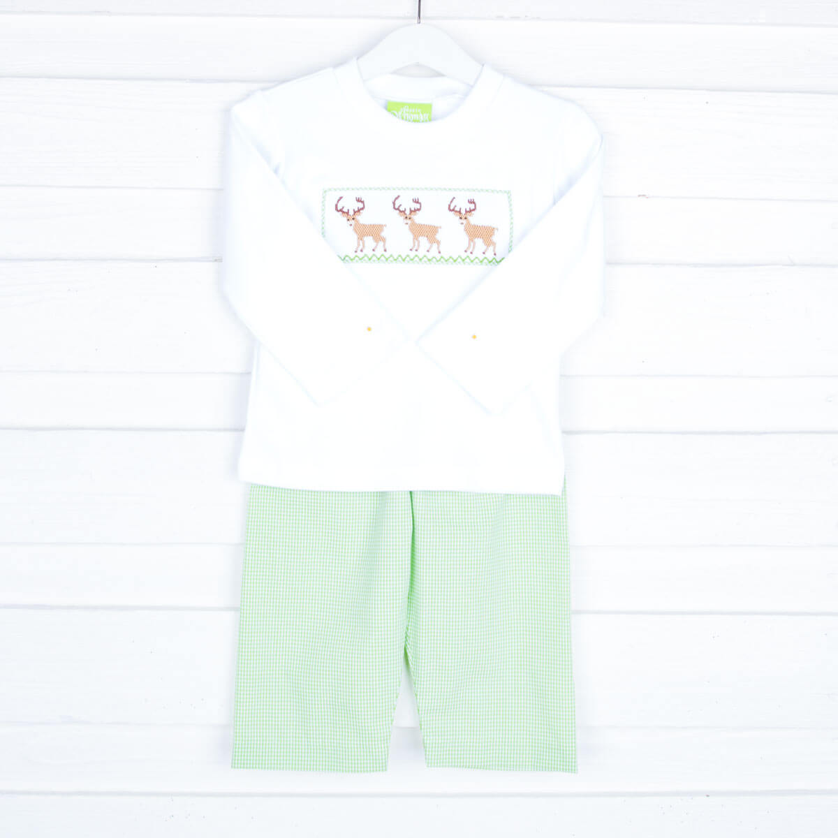 Smocked Deer Lime Green Pant Set