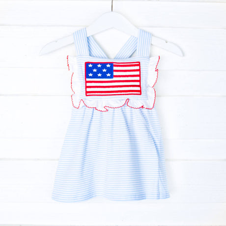 Flag Applique Light Blue Stripe Mia Dress