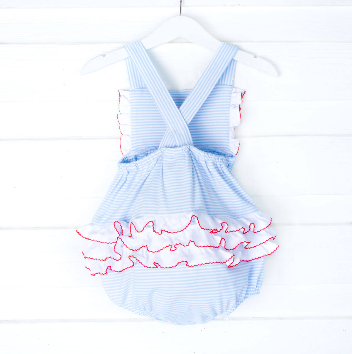 Flag Applique Light Blue Stripe Leah Bubble