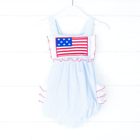 Flag Applique Light Blue Stripe Leah Bubble