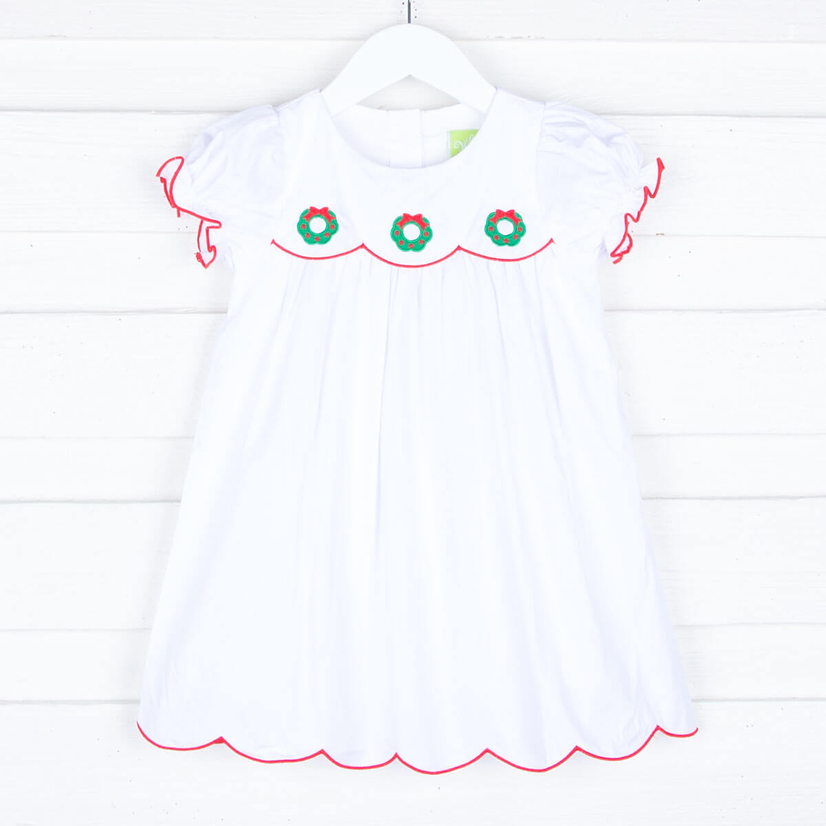 Christmas Wreath White Amelia Dress