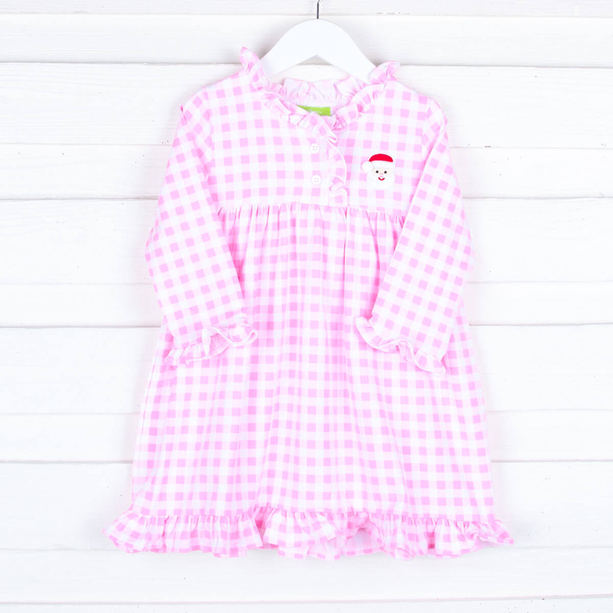 Pink Gingham Santa Play Dress