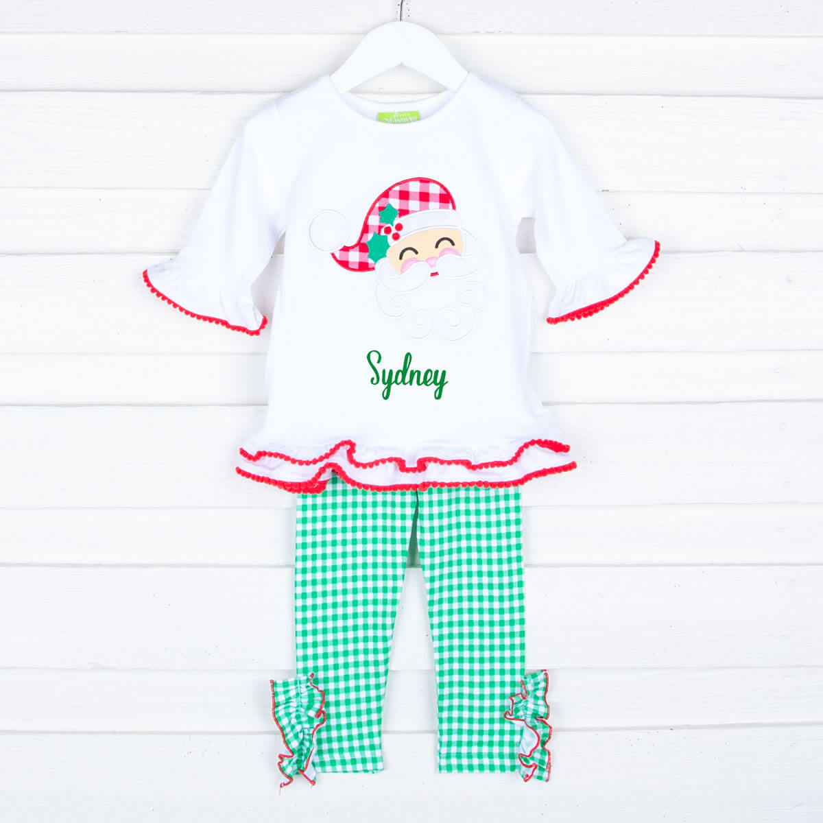 Happy Santa White and Green Milly Legging Set