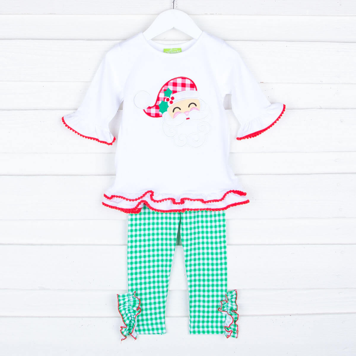 Happy Santa White and Green Milly Legging Set