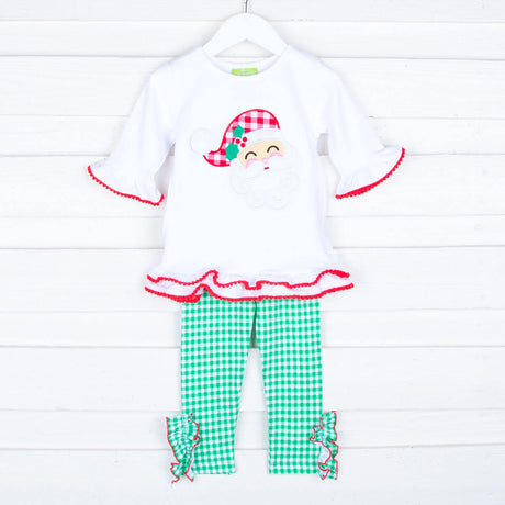 Happy Santa White and Green Milly Legging Set