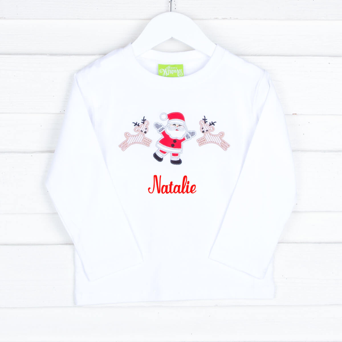 Santa's Reindeer White Long Sleeve Shirt