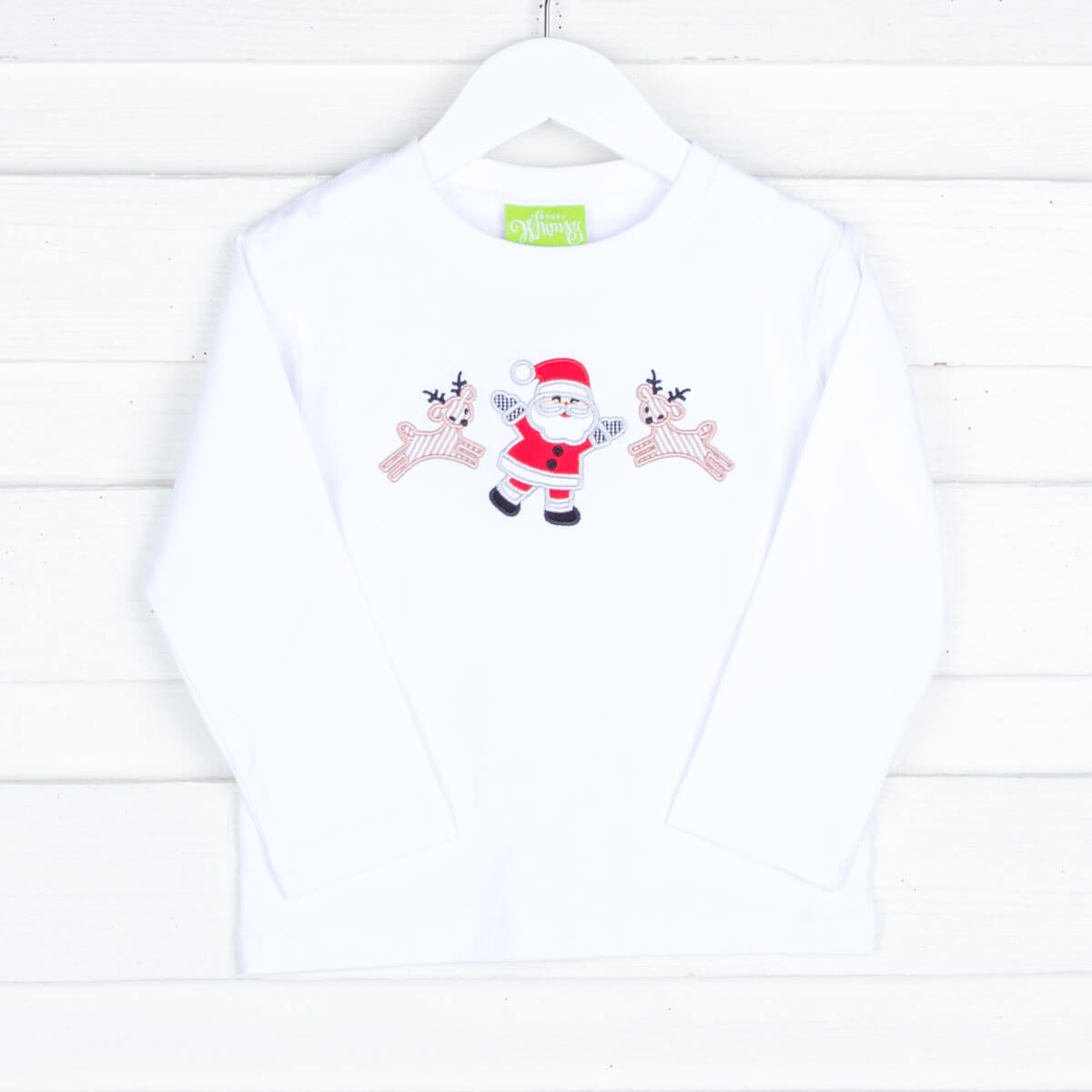 Santa's Reindeer White Long Sleeve Shirt