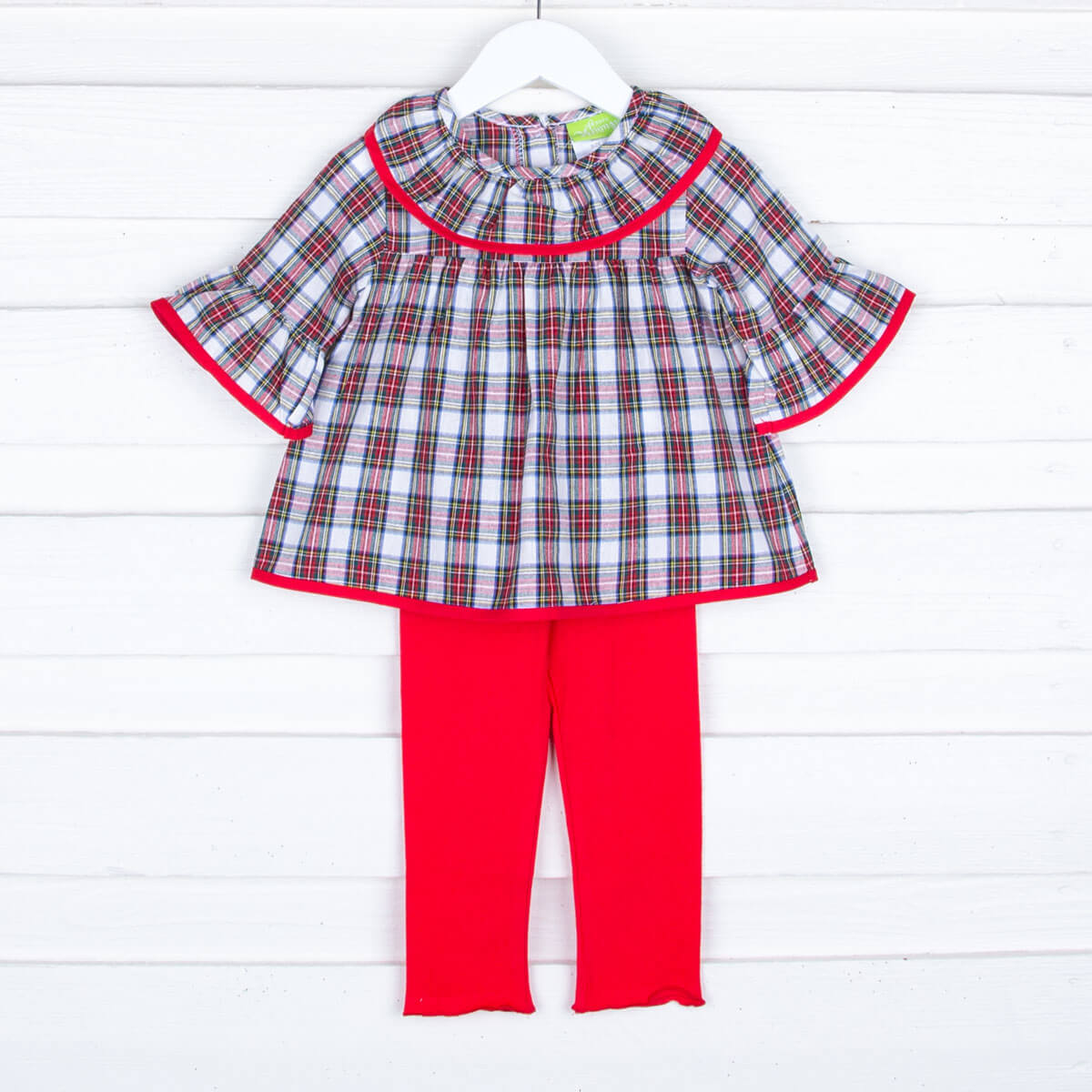 White Christmas Plaid Mary Legging Set