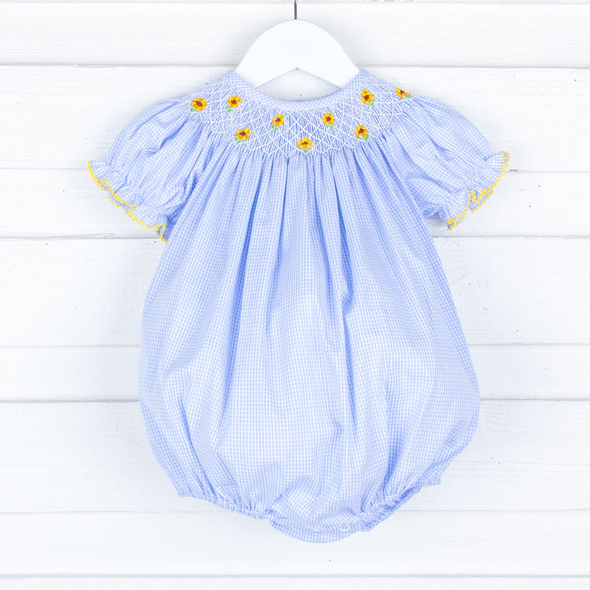 Gingham Sunshine Bubble with Round Collar and Bows by Baby Club Chic main image 1