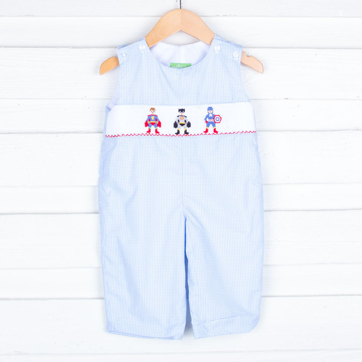 Superhero Smocked Light Blue Longall