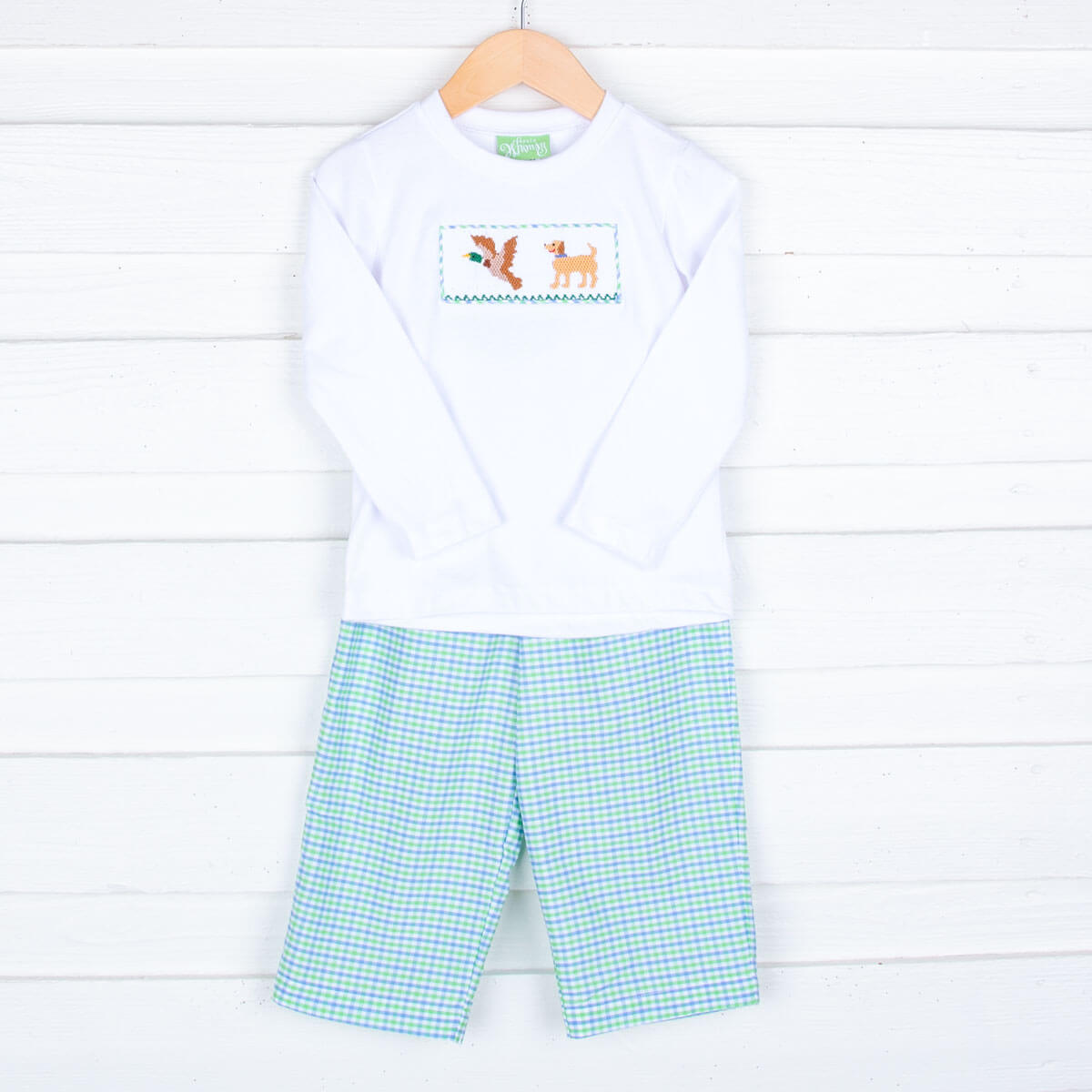 Duck Smocked Gingham Pant Set