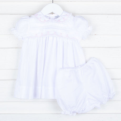 White Lace Trim Dress with Bloomer