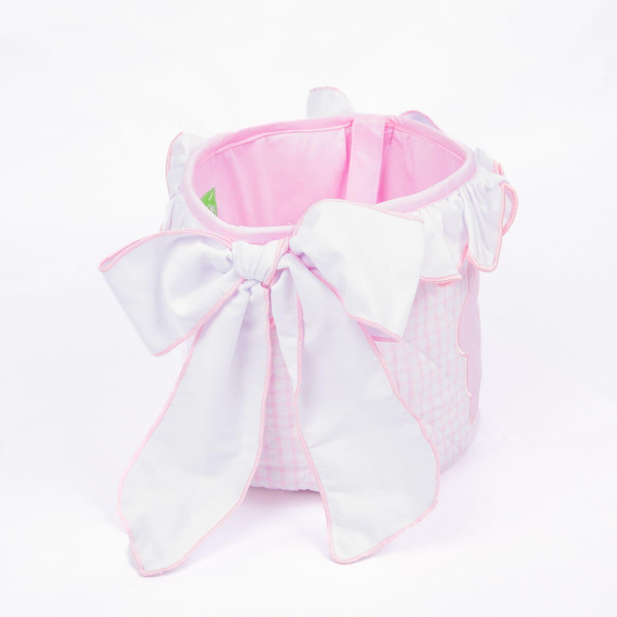 Pink Windowpane Bow Easter Basket