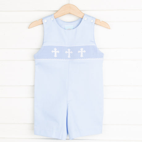 Cross Smocked Light Blue Pique Jon Jon