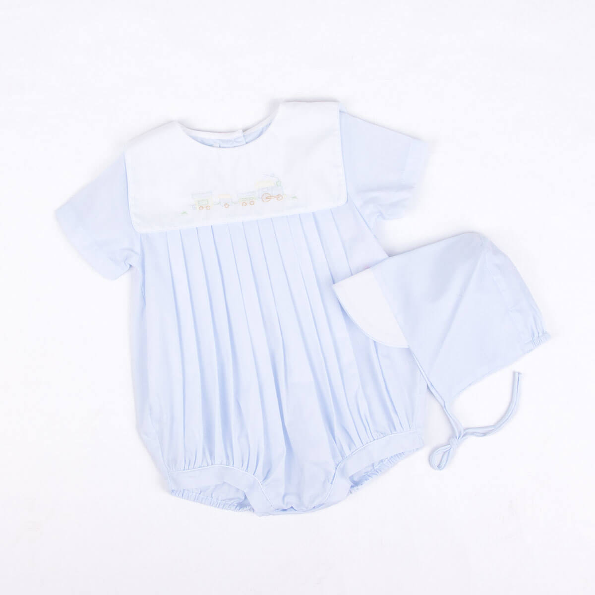 Train Embroidered Bib Bubble