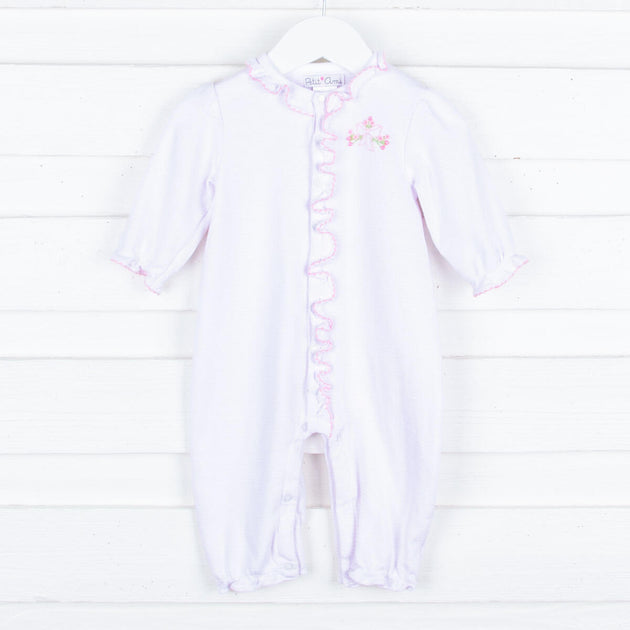 Embroidered Bow White Knit Onesie Classic Whimsy