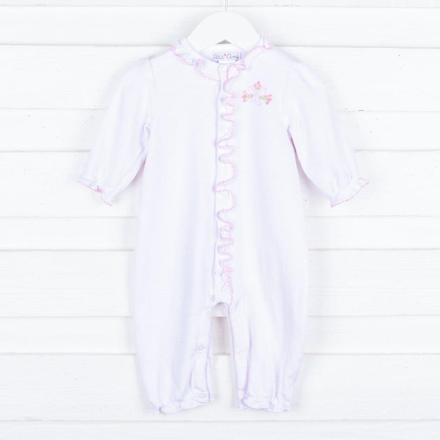 Embroidered Bow White Knit Onesie Classic Whimsy