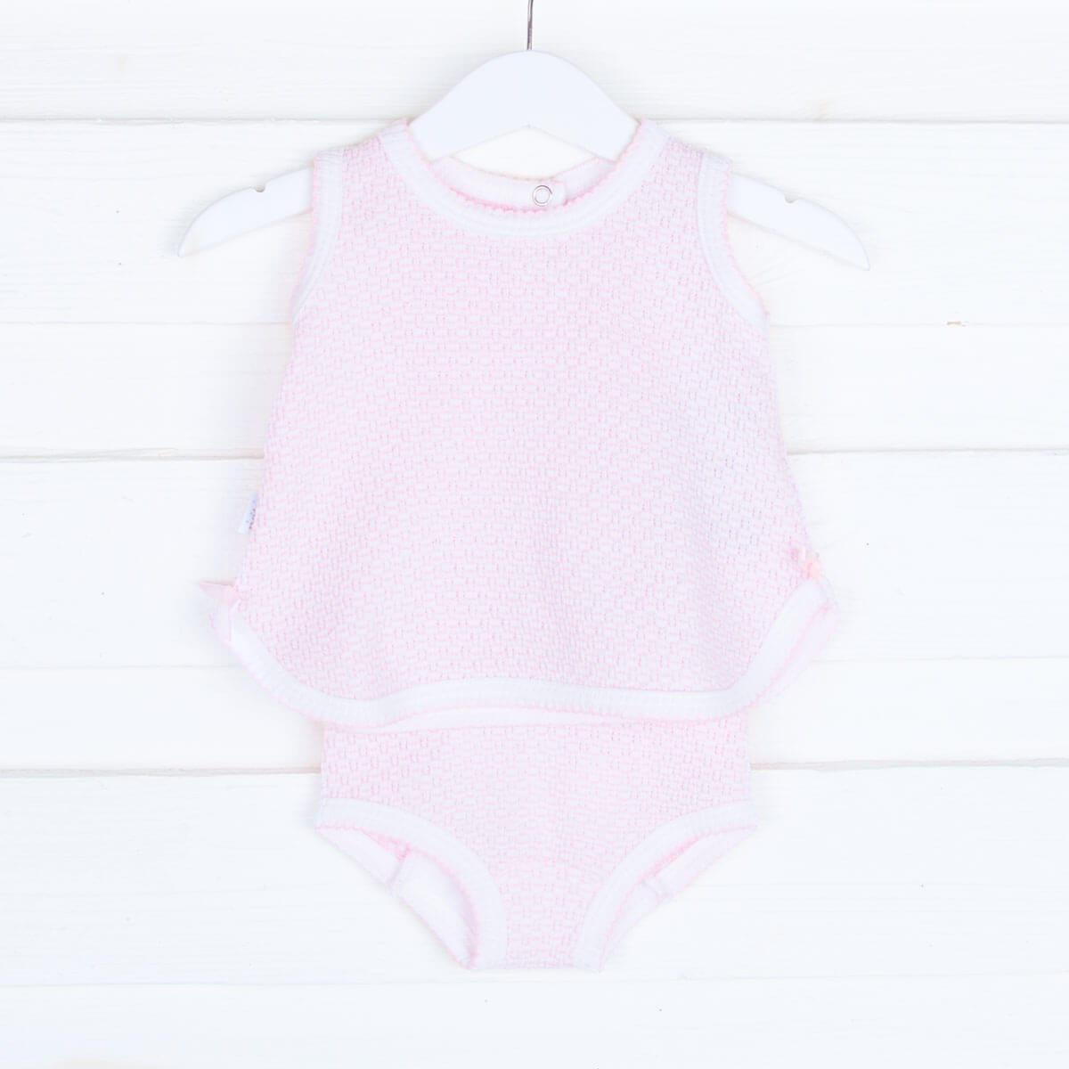 Pink Knit Sleeveless Bloomer Set