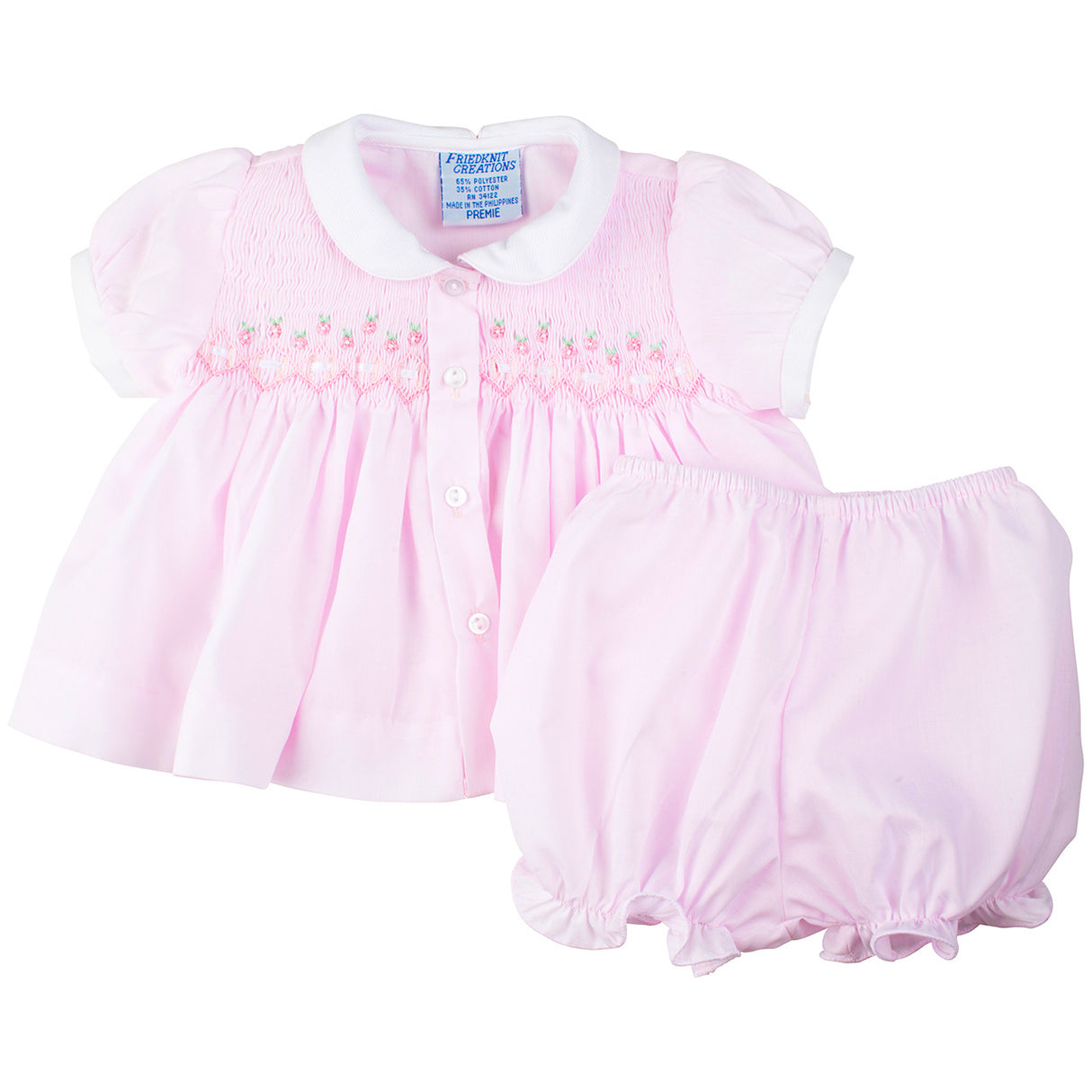 Rosebud Light Pink Smocked Bloomer Set