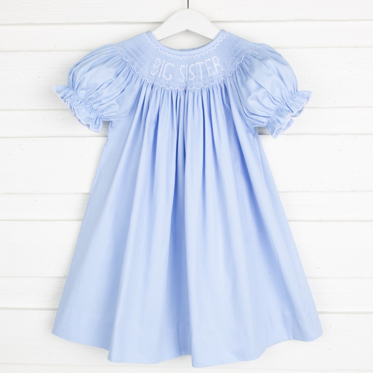Smocked Big Sister Bishop Dress Light Blue