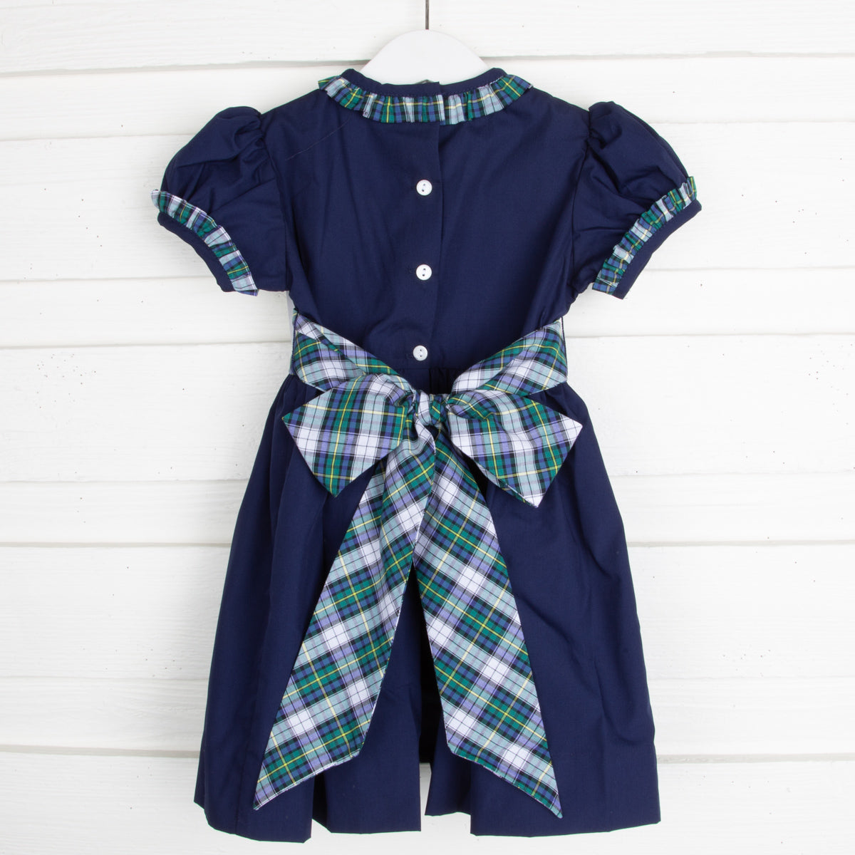 Brighton Plaid Navy Pique Sash Dress