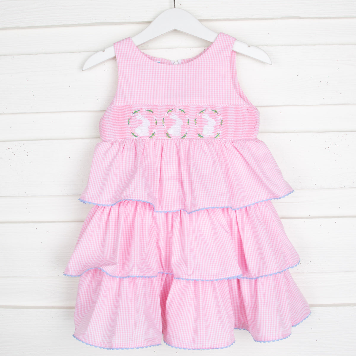 Bunny Wreath Smocked Tiered Dress