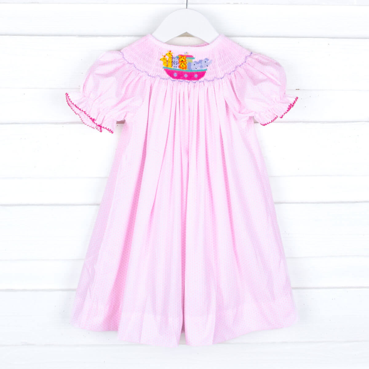 Noah's Ark Smocked Bishop Dress