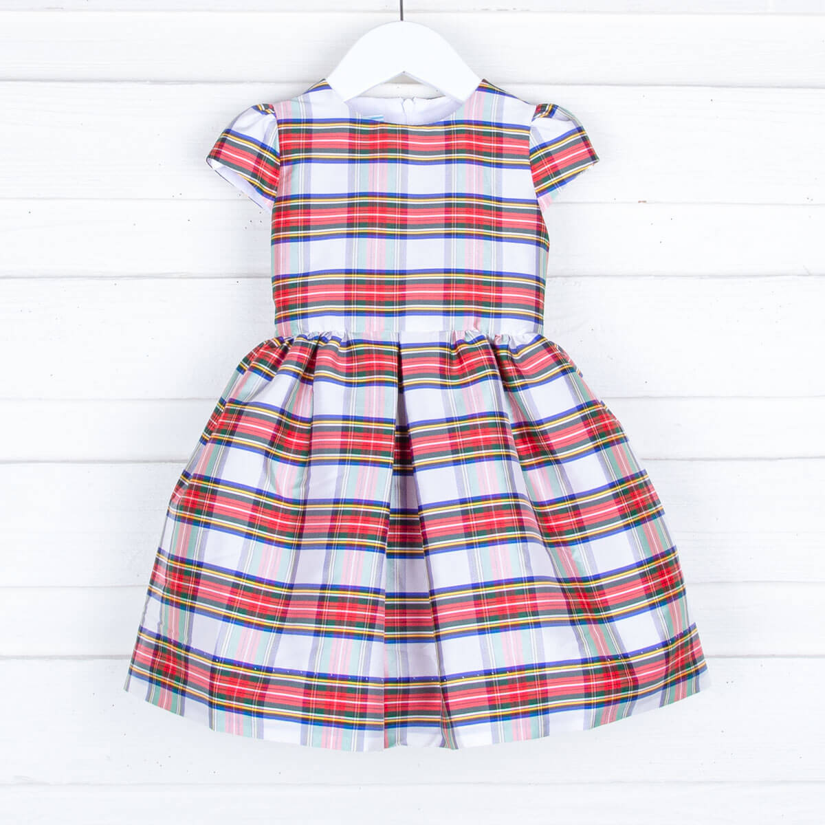 Festive Plaid Taffeta Sash Dress