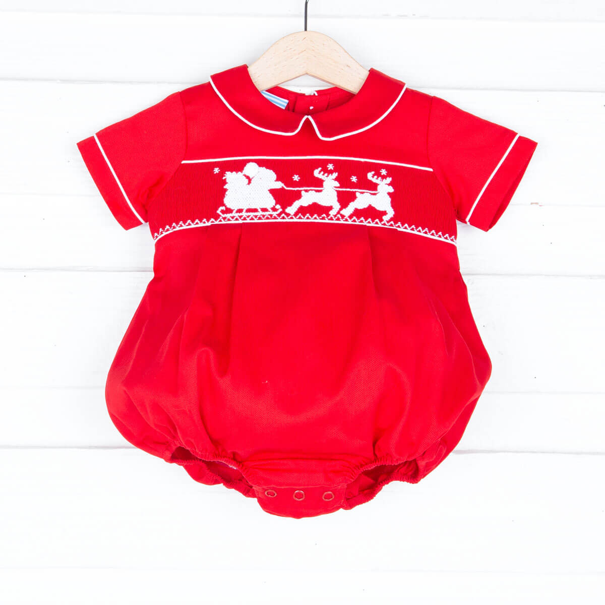 Winter Fun Smocked Collared Bubble