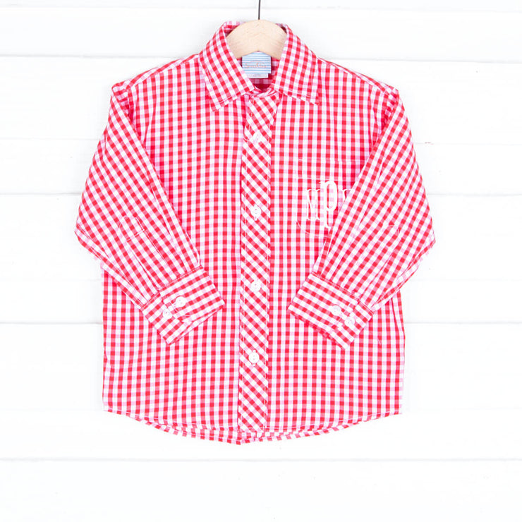 Red Check Button Down Shirt