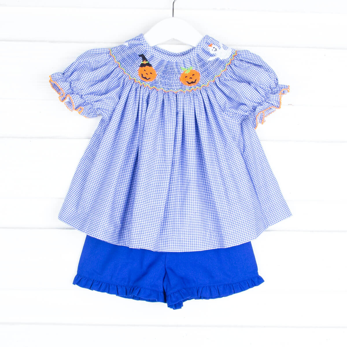 Smocked Halloween Royal Short Set