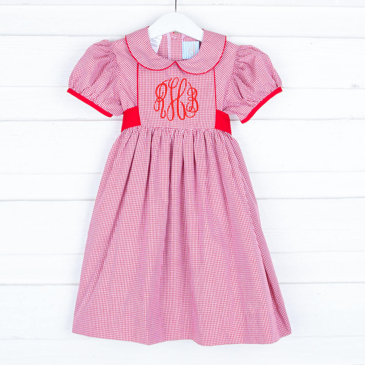 Red Gingham Collared Sash Dress