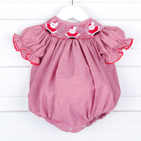 Santa Is Coming Smocked Bubble
