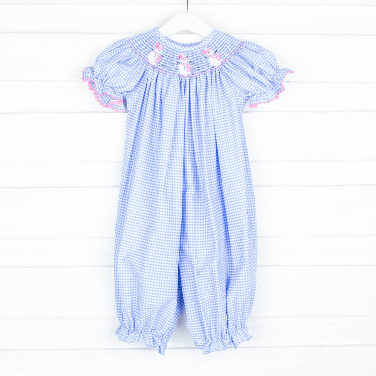 Frosty Snowman Smocked Long Bubble