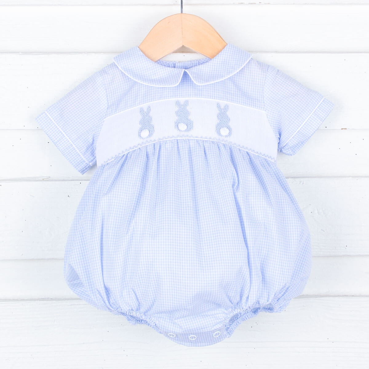 Blue Bunny Bum Smocked Boy Bubble