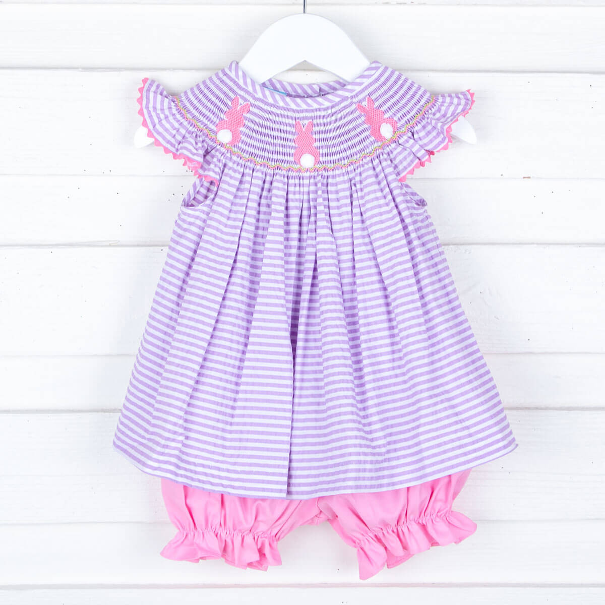 Purple Bunny Bum Smocked Bloomer Set