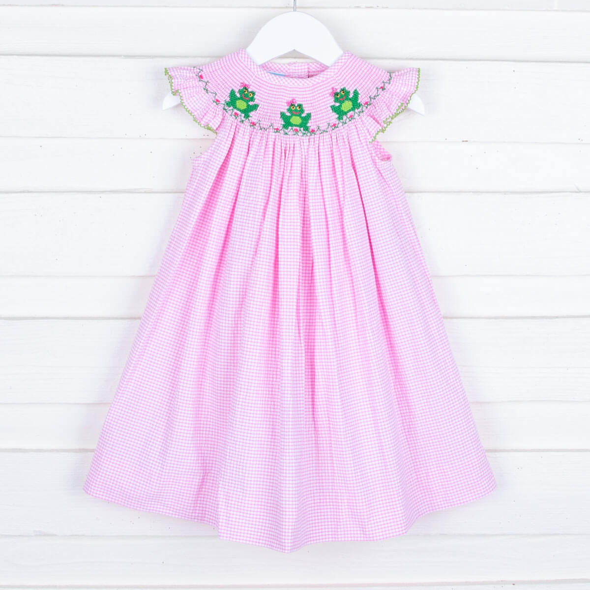 Smocked Frogs Pink Gingham Dress