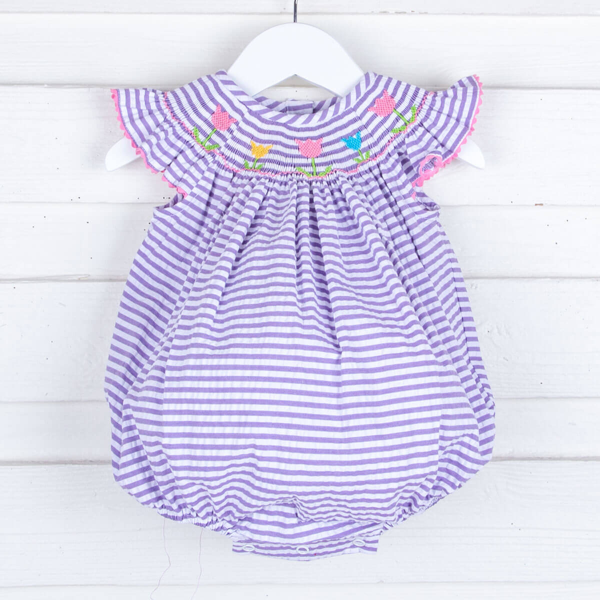 Blooming Tulips Purple Smocked Bubble