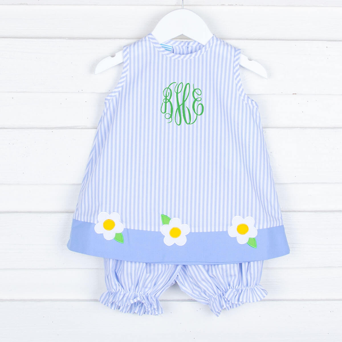 Blue Daisy Stripe Bloomer Set