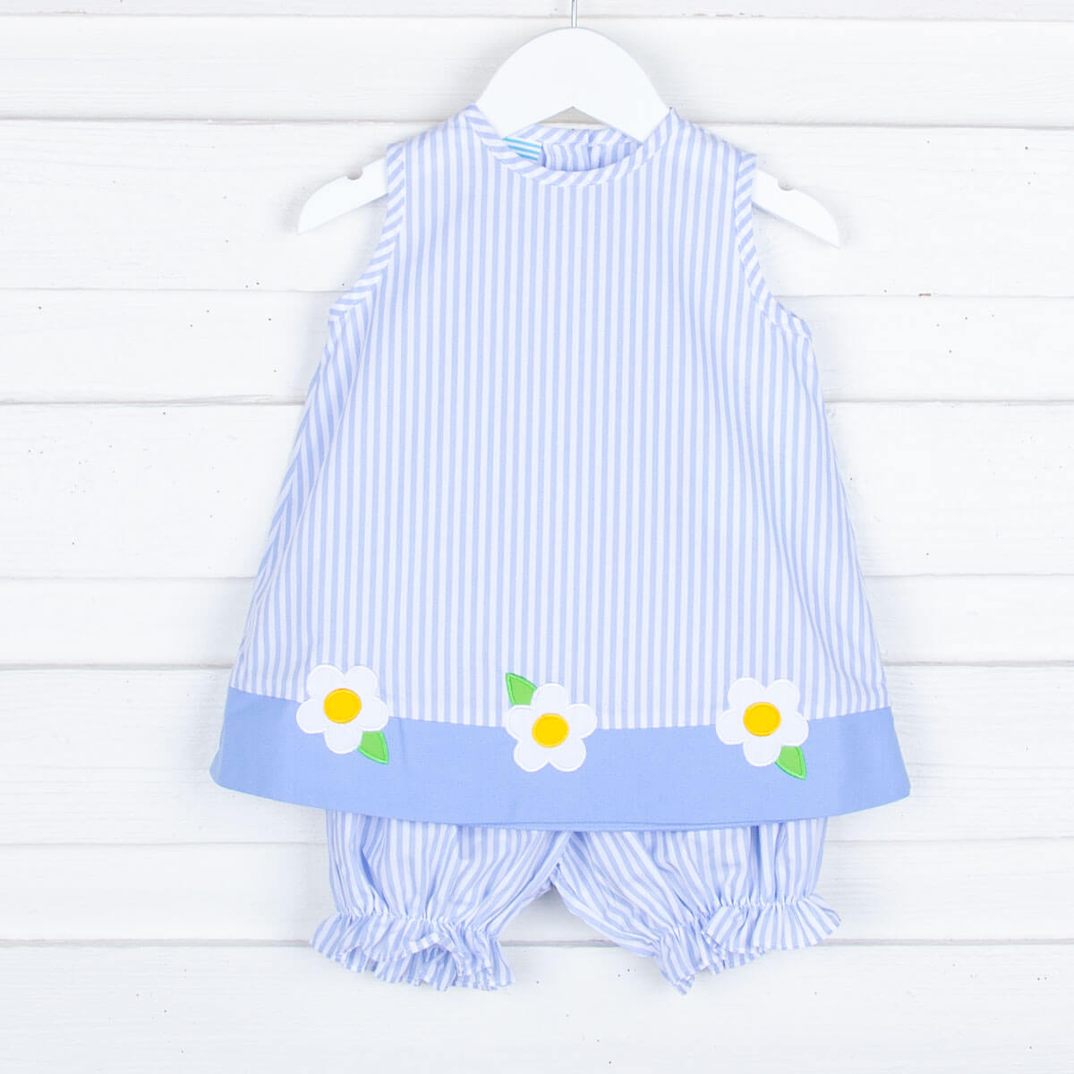 Blue Daisy Stripe Bloomer Set