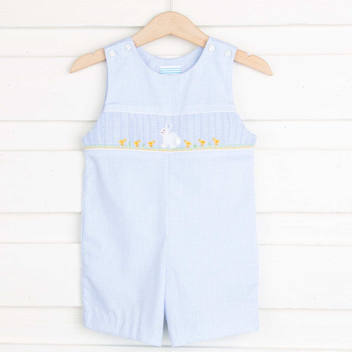 Bunny Smocked Jon Jon Light Blue Gingham