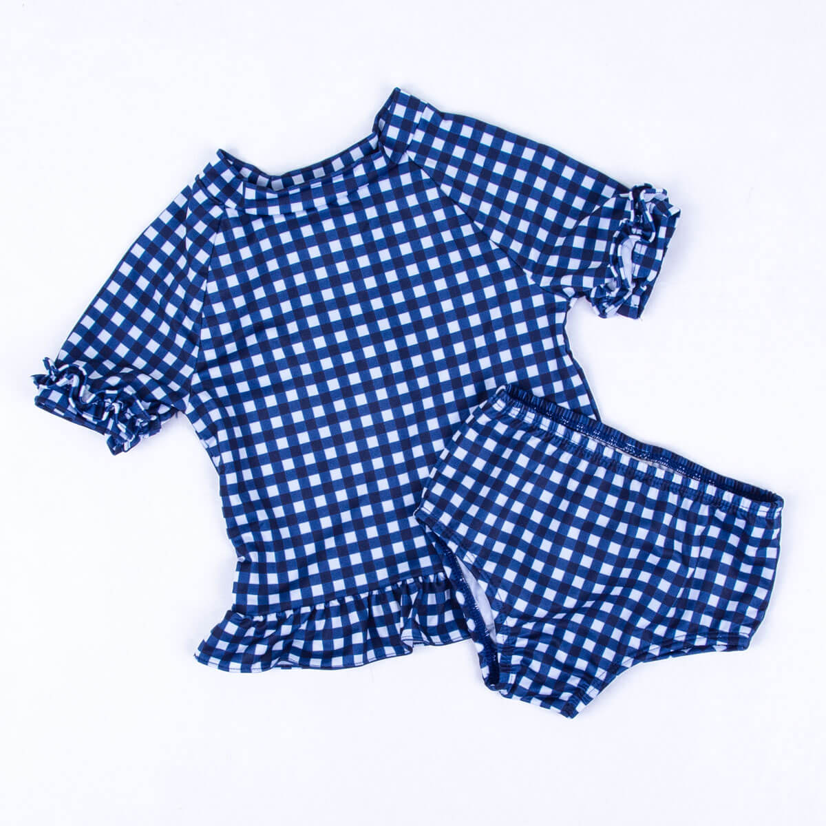 Gingham Short Sleeve Rash Guard Set