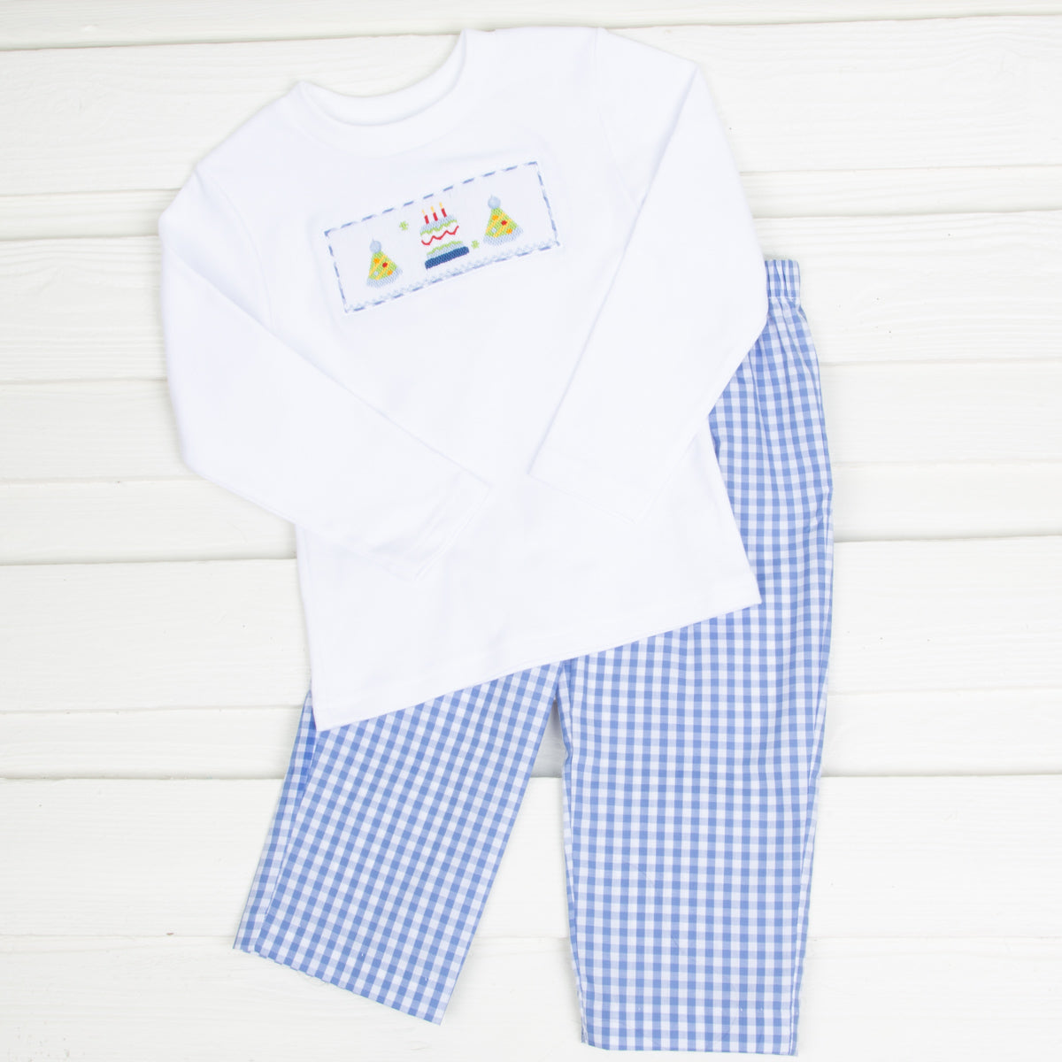 Happy Birthday Smocked Blue Boy Pant Set