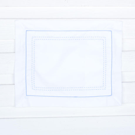 White & Blue Stitched Monogram Pillowcase