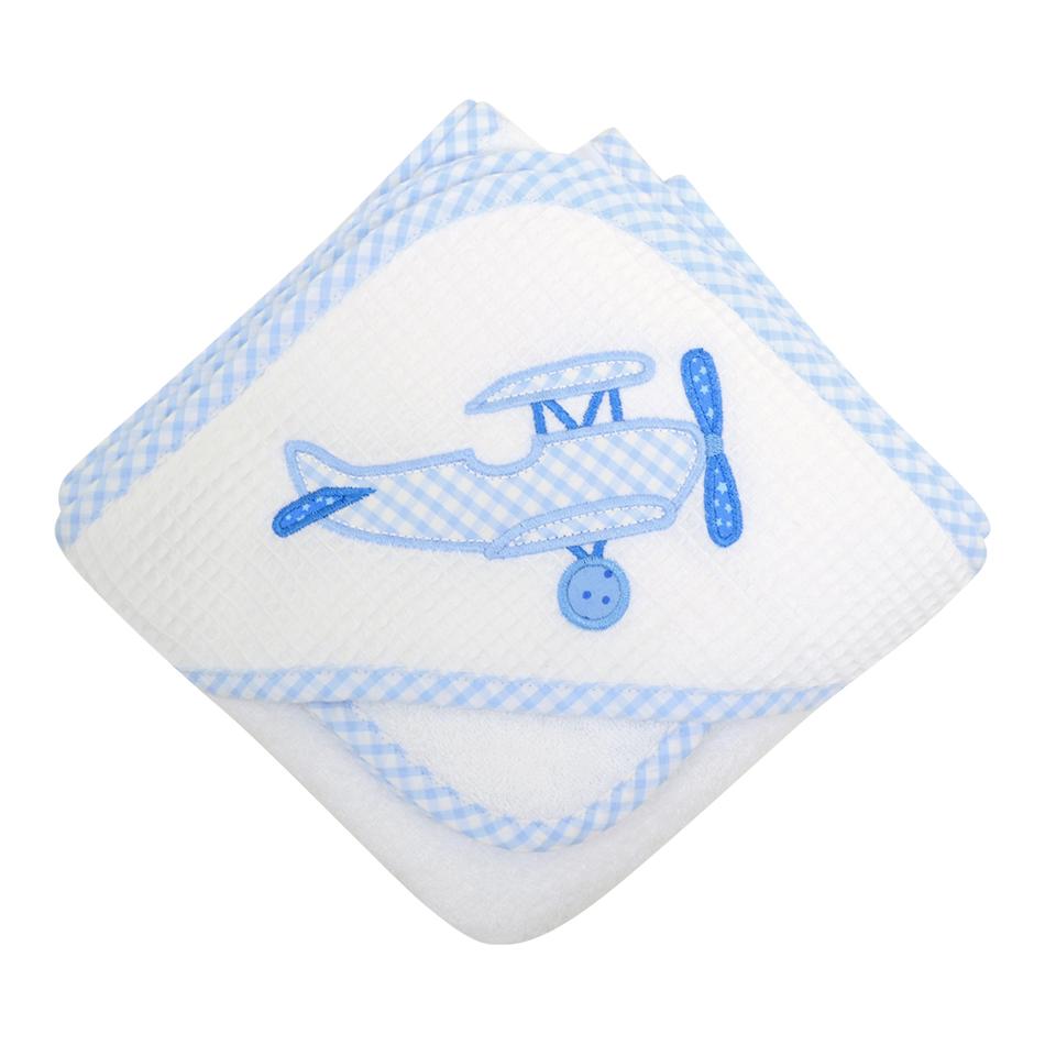 Blue Airplane Hooded Towel Set