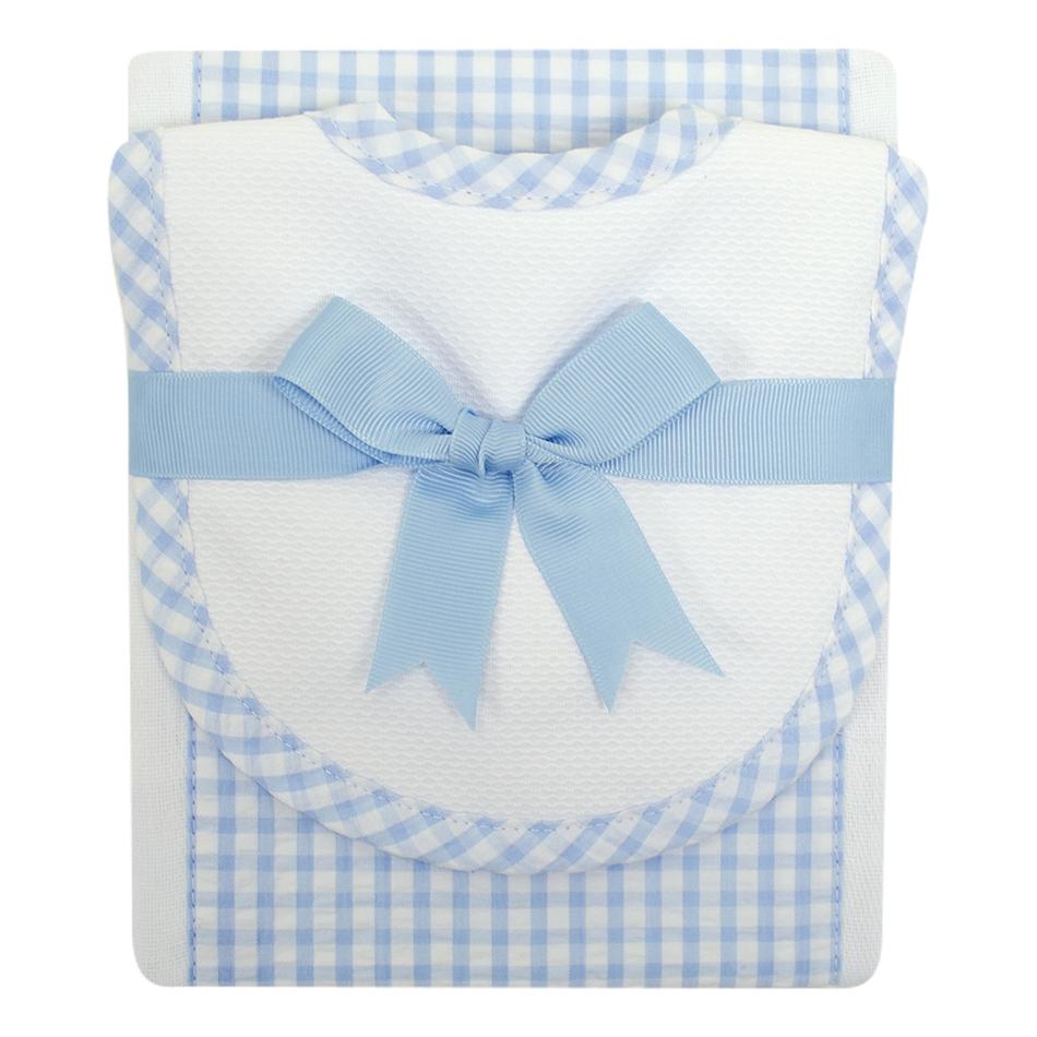 Big Check Drooler Bib & Burp Set