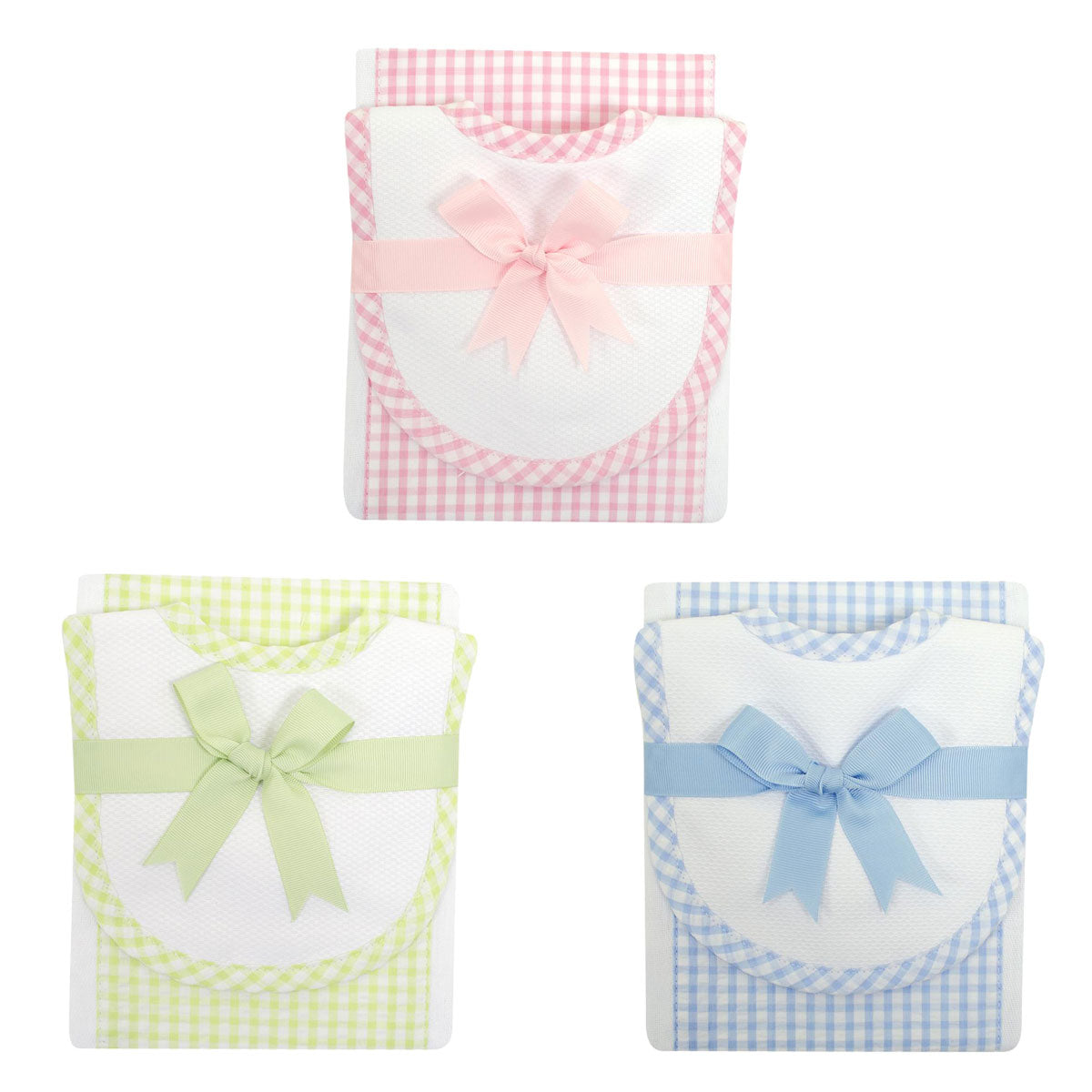 Big Check Drooler Bib & Burp Set