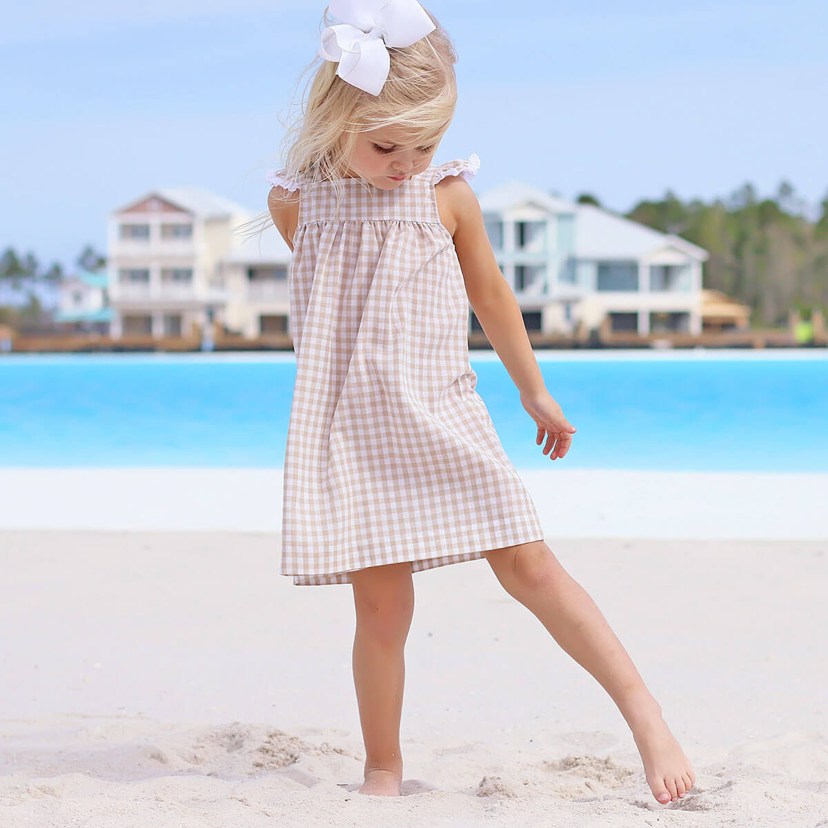 Khaki Gingham Amy Dress