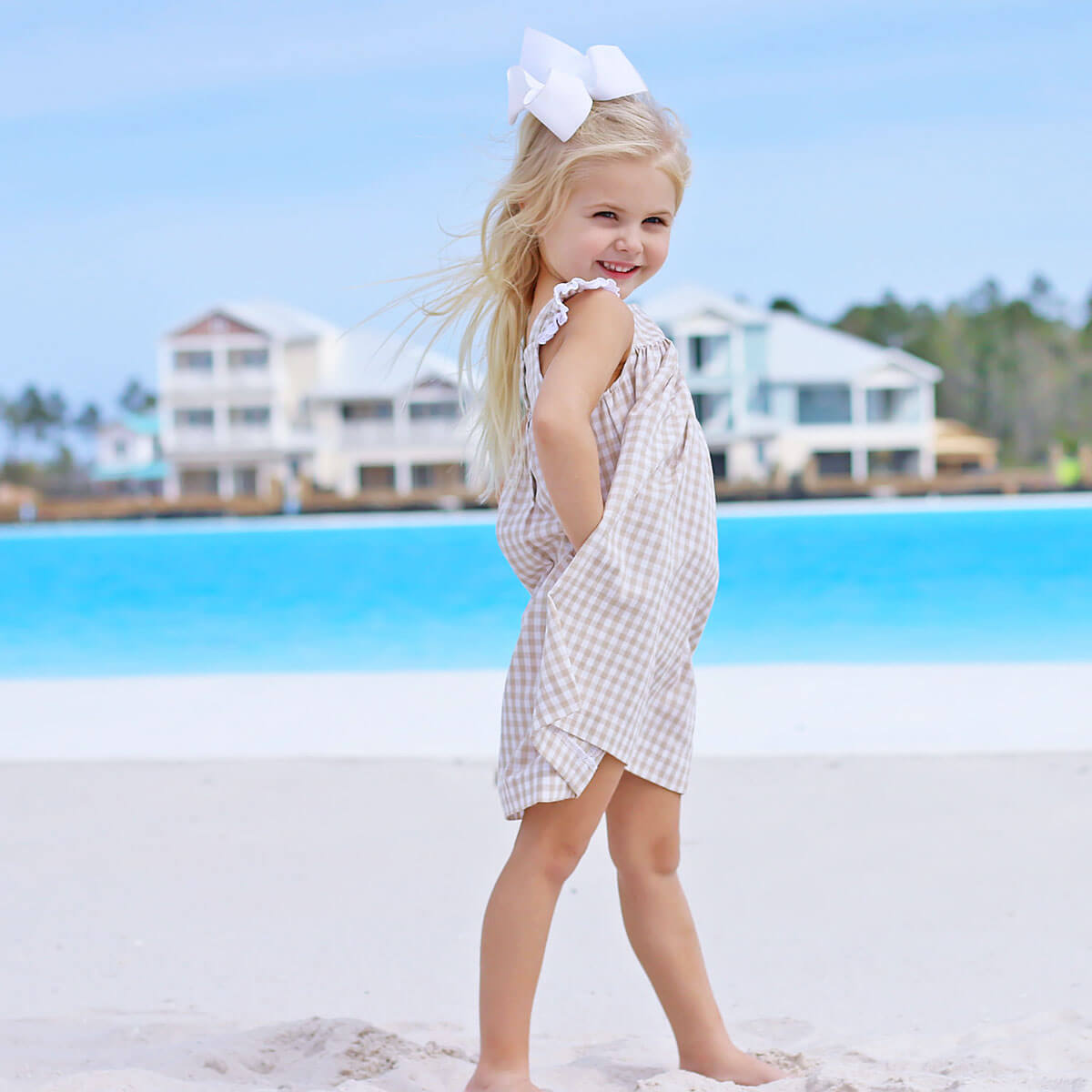 Khaki Gingham Amy Dress